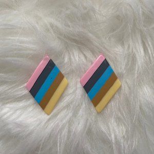 Rainbow Stripe Slight Dangle Earrings